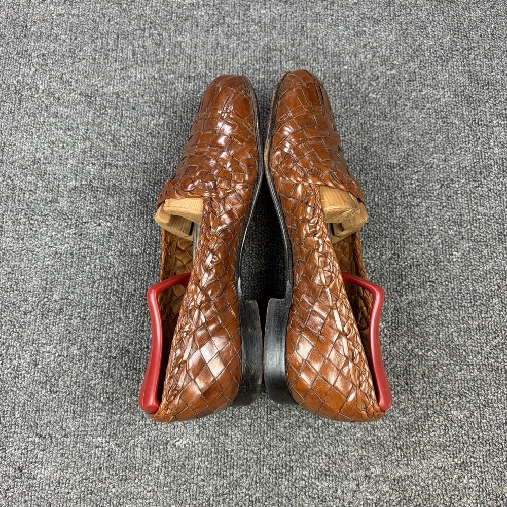 Moreschi Brown Woven Leather Loafers Mens 8.5 Handmade‎ Italian Slip On Dress - Picture 6 of 10
